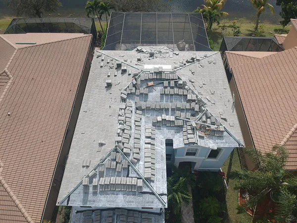 Roof repair in progress